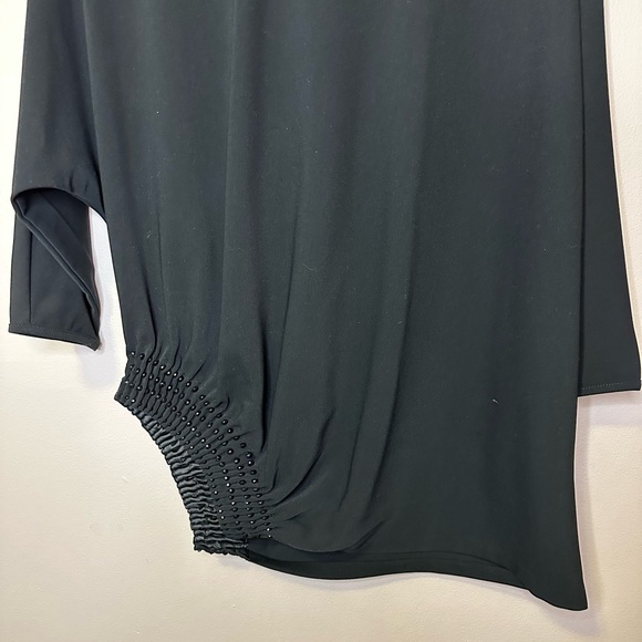 Black 100% Polyester Top with Jewels and Back Zipper - Picture 2 of 5